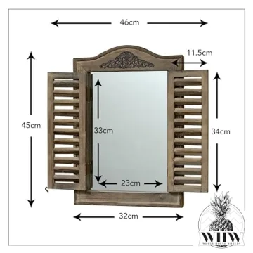 Rustic French Country Style Window Mirror with Shutters