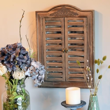 Rustic French Country Style Window Mirror with Shutters