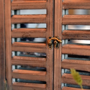 Rustic French Country Style Window Mirror with Shutters