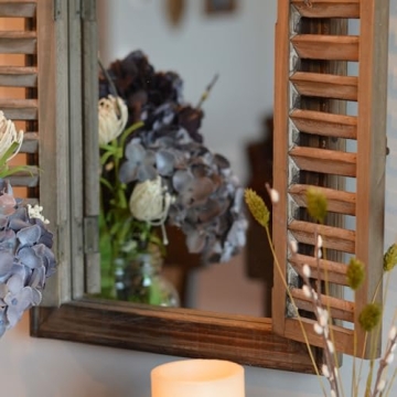 Rustic French Country Style Window Mirror with Shutters
