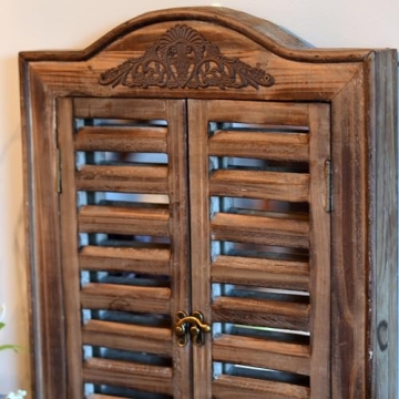 Rustic French Country Style Window Mirror with Shutters