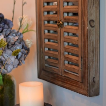 Rustic French Country Style Window Mirror with Shutters