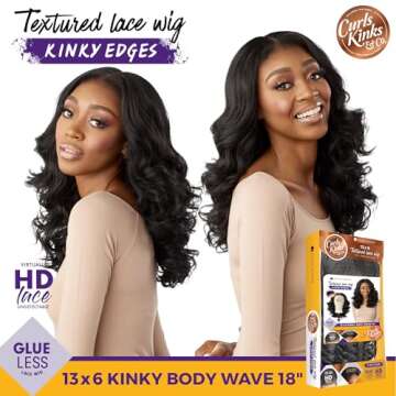 Sensationnel Curls kinksandco kinkyedges wig - kinky body wave 18 inch 13x6 lace frontal natural kinkytexture edged hairline for natural 3c to 4c hair textures (BALAYAGEMOCHA)