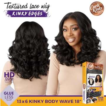 Sensationnel Curls kinksandco kinkyedges wig - kinky body wave 18 inch 13x6 lace frontal natural kinkytexture edged hairline for natural 3c to 4c hair textures (BALAYAGEMOCHA)