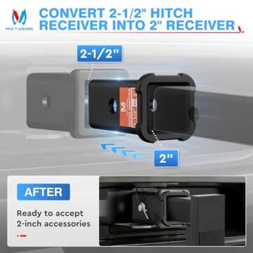 MICTUNING 2-1/2 inch to 2 inch Trailer Hitch Receiver Adapter, 2.5" Class V to 2" Class III/IV Hitch...