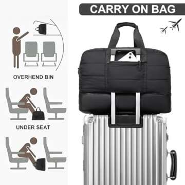 CAMTOP Travel Weekender Bags for Women with Shoe Compartment Quilted Puffer Tote Bag Carry on Duffel Bag for Overnight Hospital Bag for Women Labor Delivery