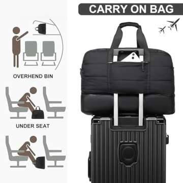 CAMTOP Travel Weekender Bags for Women with Shoe Compartment Quilted Puffer Tote Bag Carry on Duffel Bag for Overnight Hospital Bag for Women Labor Delivery