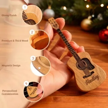 Personalized Wooden Guitar Pick Case - Custom Engraved Storage