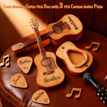 Personalized Wooden Guitar Pick Case - Custom Engraved Storage