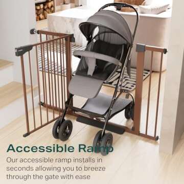 Cumbor 29.7-46" Baby Gate for Stairs, Mom's Choice Awards Winner-Auto Close Dog Gate for the House, Easy Install Pressure Mounted Pet Gates for Doorways, Easy Walk Thru Wide Safety Gate for Dog, Brown