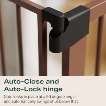 Cumbor 29.7-46" Baby Gate for Stairs, Mom's Choice Awards Winner-Auto Close Dog Gate for the House, Easy Install Pressure Mounted Pet Gates for Doorways, Easy Walk Thru Wide Safety Gate for Dog, Brown