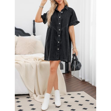 Chic Denim Babydoll Dress for Modern Women - Sidefeel