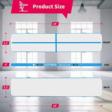 Murtisol 24ft Inflatable Gymnastics Training Mats Tumbling Mats 4 Inch Thickness for Home Use/Traini...
