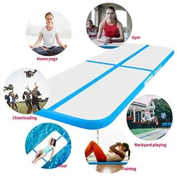 Murtisol 24ft Inflatable Gymnastics Training Mats Tumbling Mats 4 Inch Thickness for Home Use/Training/Cheerleading/Yoga/Water Fun with Electric Pump Blue