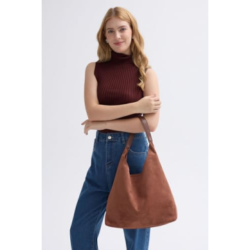 Stylish Faux Suede Hobo Bag for Women in Brown