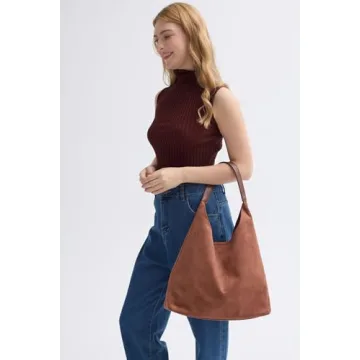 Stylish Faux Suede Hobo Bag for Women in Brown