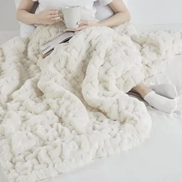 Madison Park Ivory Ruched Fur Throw Blanket: Cozy Luxury
