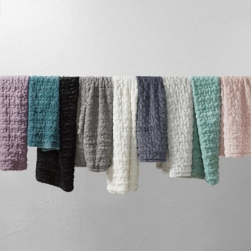 Madison Park Ivory Ruched Fur Throw Blanket: Cozy Luxury