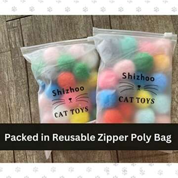 Shizhoo Premium Soft Pom Pom Balls for Kittens - Lightweight, Interactive, Assorted Colors - Plush T...