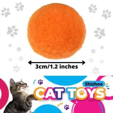 Shizhoo Premium Soft Pom Pom Balls for Kittens - Lightweight, Interactive, Assorted Colors - Plush Toy Balls for Kitten Training and Play - Pet Products for Cats (1.2 Inches 30 Balls)