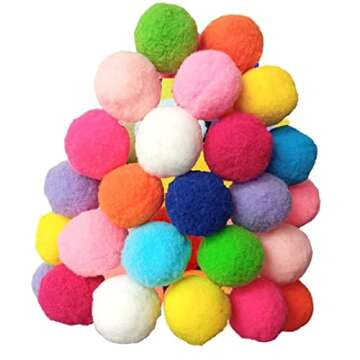 Shizhoo Premium Soft Pom Pom Balls for Kittens - Lightweight, Interactive, Assorted Colors - Plush Toy Balls for Kitten Training and Play - Pet Products for Cats (1.2 Inches 30 Balls)