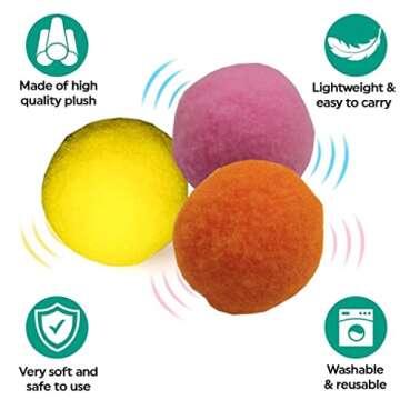 Shizhoo Premium Soft Pom Pom Balls for Kittens - Lightweight, Interactive, Assorted Colors - Plush Toy Balls for Kitten Training and Play - Pet Products for Cats (1.2 Inches 30 Balls)