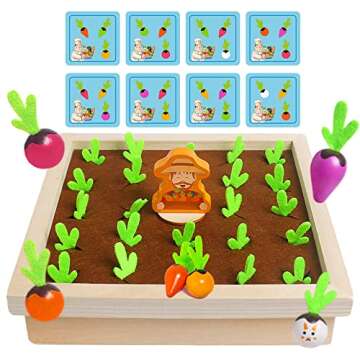 Skrtuan Montessori Toys for Toddlers 3 4 5 Years Old Boys Girls Baby, Wooden Toy Carrot Harvest Game...