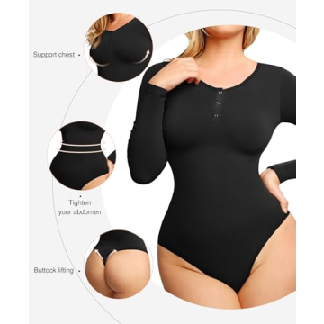 Popilush Long Sleeve Shapewear Bodysuit for Women