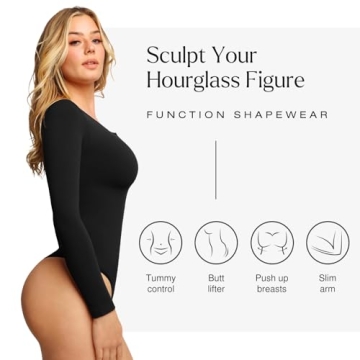 Popilush Long Sleeve Shapewear Bodysuit for Women