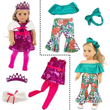ZITA ELEMENT 24 Pcs American Doll Clothes for 18 inch Doll Clothes and Accessories - Doll Clothing Outfits Dress Swimsuits Tights for 18 Inch Dolls