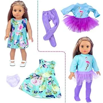 ZITA ELEMENT 24 Pcs American Doll Clothes for 18 inch Doll Clothes and Accessories - Doll Clothing Outfits Dress Swimsuits Tights for 18 Inch Dolls