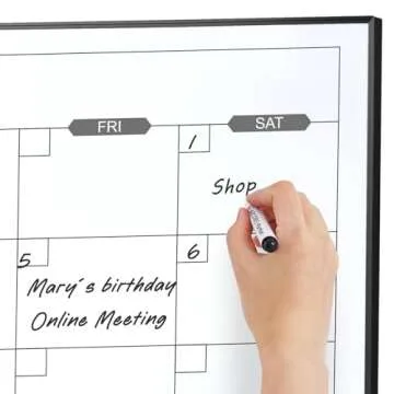 ARCOBIS Dry Erase Calendar for Wall, 36" x 24" Magnetic Monthly White Board Calendar Dry Erase, Hanging Whiteboard Planner for School, Home, Office, Black Frame