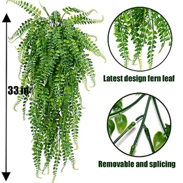 SzJias Artificial Hanging Plants Ferns for Patio Decor