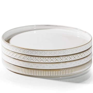 Getstar 10.5” Ceramic Dinner Plates Set of 4 - Microwave & Dishwasher Safe