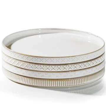 Getstar 10.5” Ceramic Dinner Plates Set of 4 - Microwave & Dishwasher Safe