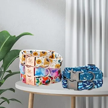 Blue Shark Pattern Dog Collar for Stylish Large Dogs