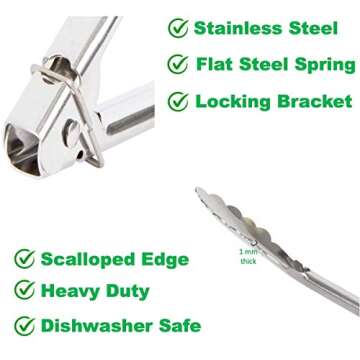 ChefNeno Kitchen 16-inch Food Tongs Stainless-steel Heavy Duty Utility Metal Tongs for Cooking Grill...