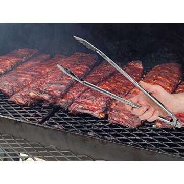 ChefNeno Kitchen 16-inch Food Tongs Stainless-steel Heavy Duty Utility Metal Tongs for Cooking Grilling Barbecue BBQ and Serving Salad (2 Pack)