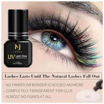 M J Eyelash Extension Glue UV Lash Glue Extra Strong 0.1 Sec Dry Waterproof Retention – Until The Lashes Fall Out Lash Extension Glue Lash Adhesive Only Professional Use Must UV Light(5ML, Black)