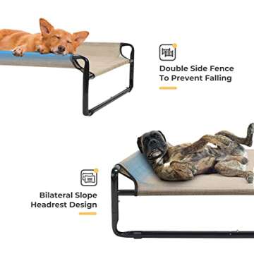 Veehoo Original Cooling Elevated Dog Bed, Outdoor Raised Dog Cots Bed for Large Dogs, Portable Stand...