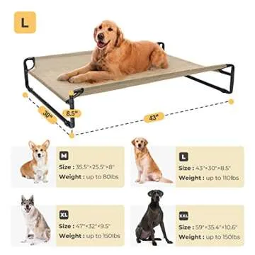 Veehoo Original Cooling Elevated Dog Bed, Outdoor Raised Dog Cots Bed for Large Dogs, Portable Standing Pet Bed with Washable Breathable Mesh, No-Slip Feet for Indoor Outdoor, Large, Beige Coffee