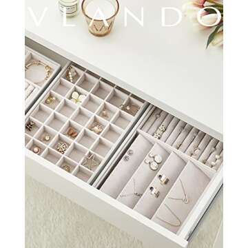 Vlando Stackable Jewelry Organizer Tray - Elegant & Functional Solution for Your Jewelry