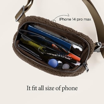 ODODOS Fleece Mini Belt Bag Adjustable Strap Active