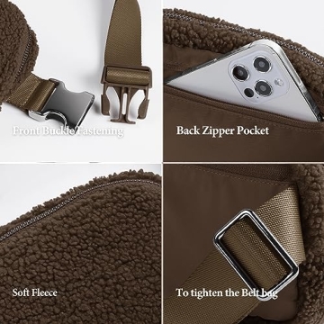 ODODOS Fleece Mini Belt Bag Adjustable Strap Active