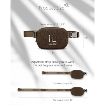 ODODOS Fleece Mini Belt Bag Adjustable Strap Active