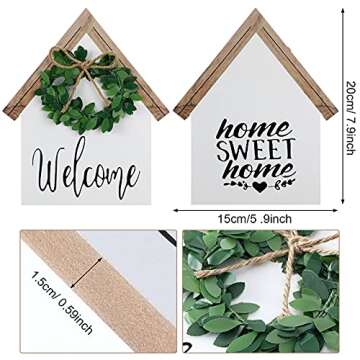 Jetec 1 Pcs Wooden Home Sign Welcome Home Table Sign Rustic Sweet Farmhouse Decor Double Sided House...