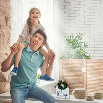 Jetec 1 Pcs Wooden Home Sign Welcome Home Table Sign Rustic Sweet Farmhouse Decor Double Sided House Shape Wood Block for Tabletop Shelf Desk Tiered Tray Window Wall Room Decor