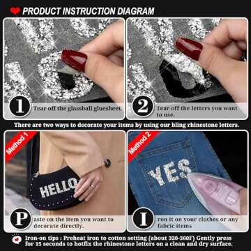 Locacrystal 34Pcs Bling Resin Rhinestone Alphabet Letter Stickers, A-Z Letters Self-Adhesive hotfix ...