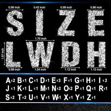 Locacrystal 34Pcs Bling Resin Rhinestone Alphabet Letter Stickers, A-Z Letters Self-Adhesive hotfix Crystal Rhinestones Word Sticker for Car&Art&Crafts&Clothing DIY Decoration(Silver)