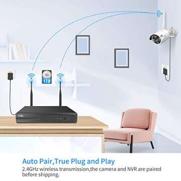 [Wireless Pro, 100ft Range] Hiseeu Wireless Security Camera System, Expandable 16CH 4K NVR, 4Pcs 3MP...